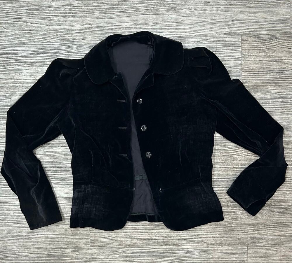 Vintage Young Cosmopolitans Best & Co Black Velvet Jacket Blazer Small